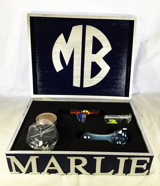 MARLIEBOX UPSCALE HERBAL ACCESSORY KITS MB BLUE AND SILVER HERBAL ACCESSORY KIT